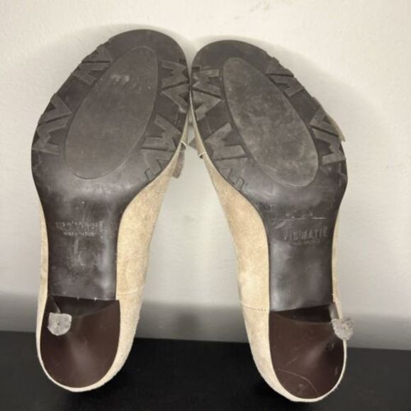 Vic Matie Tan Suede Pumps Heels With Bow Women’s Size US 6.5 EU 36.5 Shoes - Picture 8 of 12